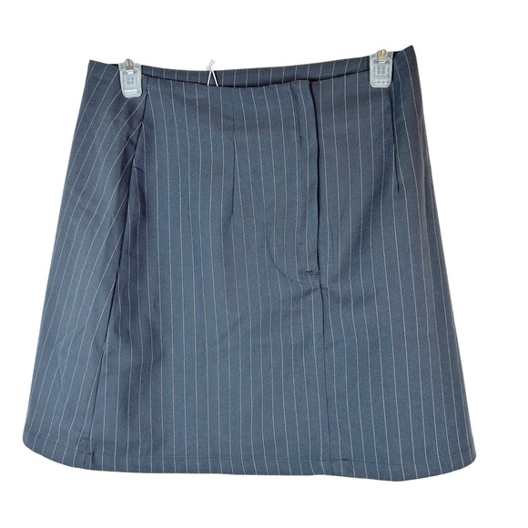 NWT Women Striped Grey Mini Skirt Blair Waldorf Monki US Sz-8 Casual Going Out - Picture 2 of 10